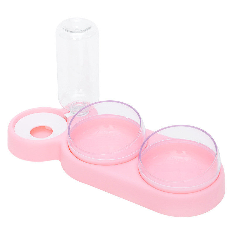 Raised double bowl pet feeding station with water — PetHart